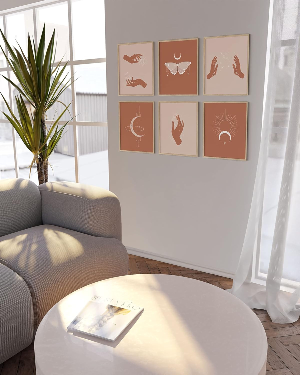 Astrology Posters and Celestial Decor - Set of 6 Sun and Moon Art Spiritual Boho Prints | Sun Wall at Posters Spiritual Wall Art Astrology Boho Art Print UNFRAMED 8"X10"