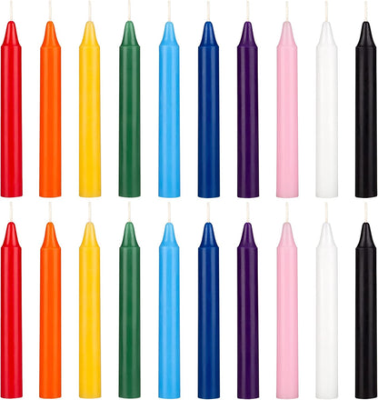 20 Pcs Unscented Assorted Colors Exquisite Mini Taper Spell Candles, 4 Inch Tall X 1/2 Inch Diameter, Magic Chimes, Enchantment, Casting Rituals, Witchcraft, Wiccan, Altar, Metaphysical