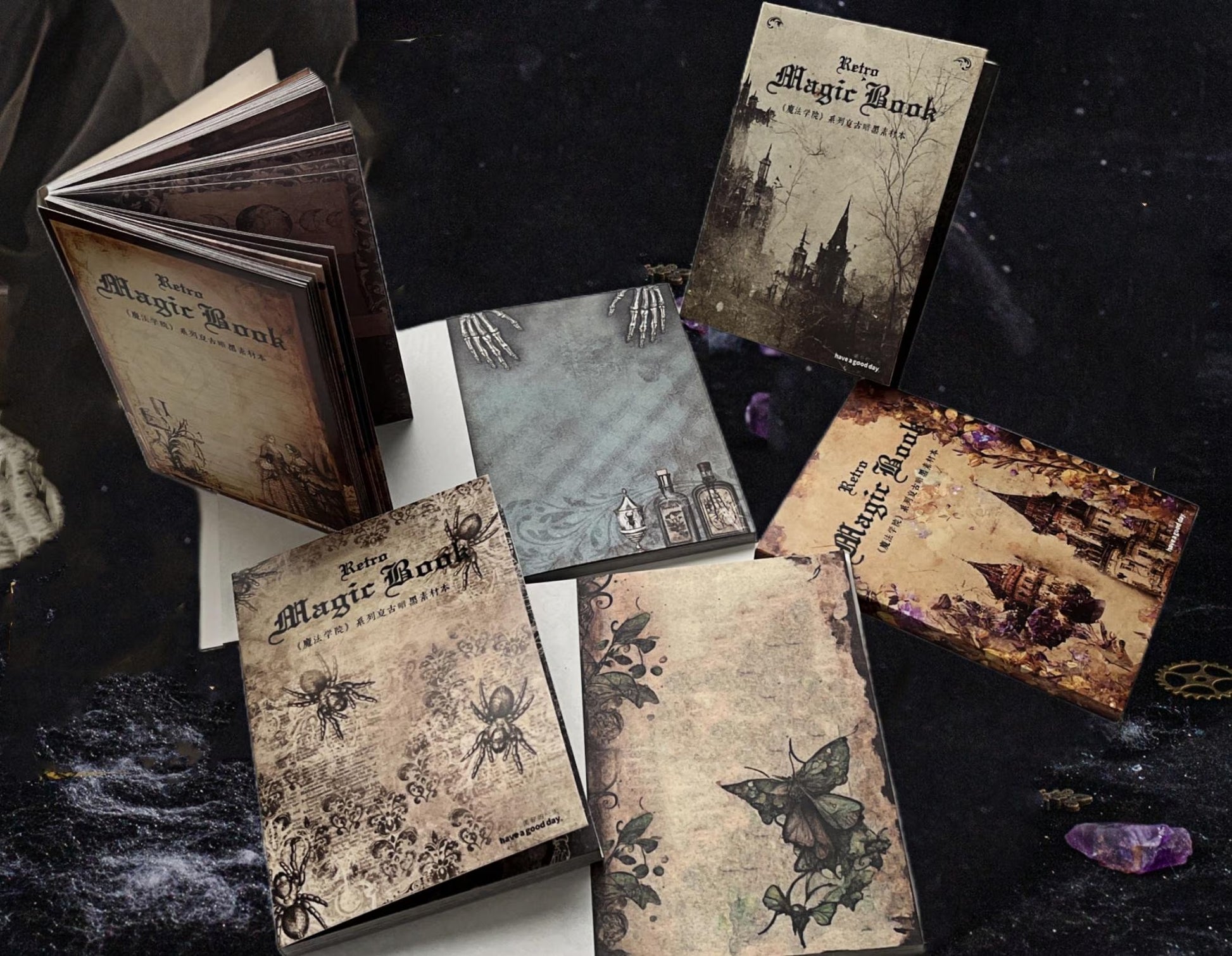 Dark Gothic Style Scrapbooking Paper, Halloween Deco Paper for Junk Journal, Card Making, Gift Wrapping Decorations, Collage, Wall Art