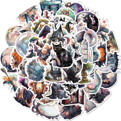 50Pcs Halloween Witch Sticker for Kid Cool Witchy Stickers Realistic Style Witch Stickers Packs