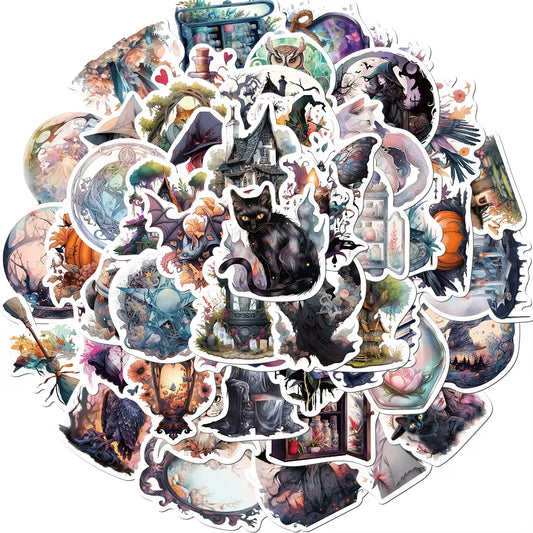 50Pcs Halloween Witch Sticker for Kid Cool Witchy Stickers Realistic Style Witch Stickers Packs