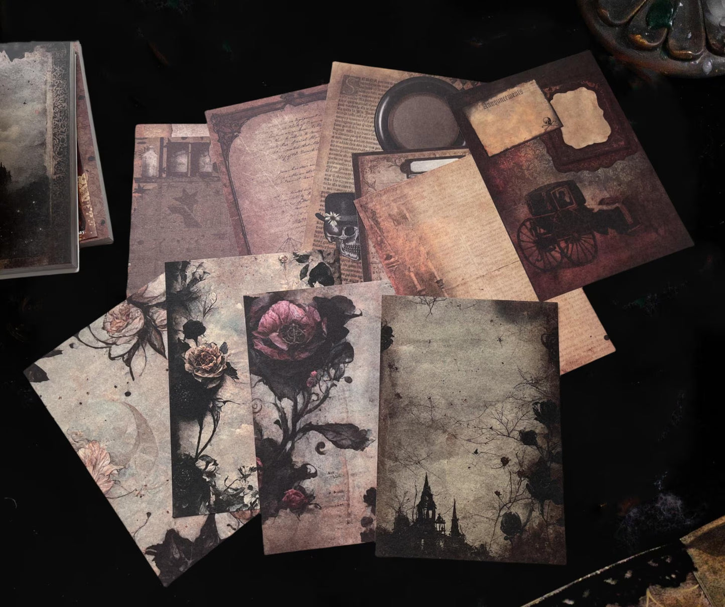 Dark Gothic Style Scrapbooking Paper, Halloween Deco Paper for Junk Journal, Card Making, Gift Wrapping Decorations, Collage, Wall Art
