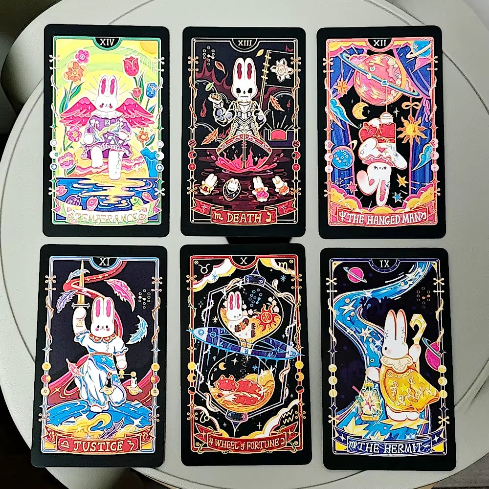 Galaxy Reverie Tarot Deck 78 Cute Rabbit-Themed Tarot Cards Based on Rider System 10.3*6Cm
