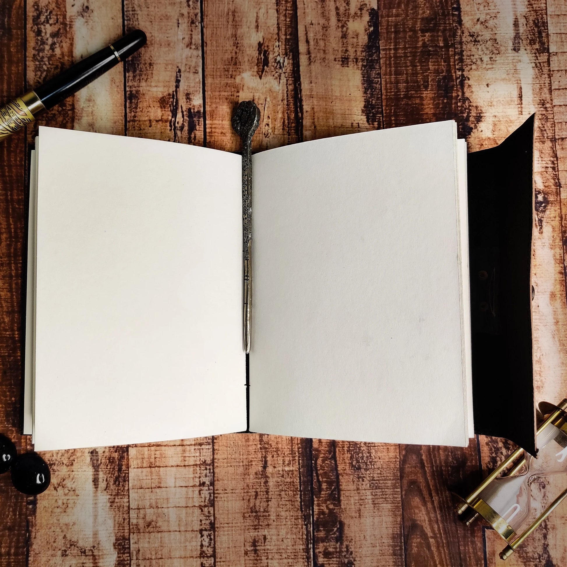 Leather Journal Writing Notebook Semi-Precious Stone Diary for Men Women Unlined Papers, Book of Shadow Witch Sketchbook Gift for Artist Writers by , Brown