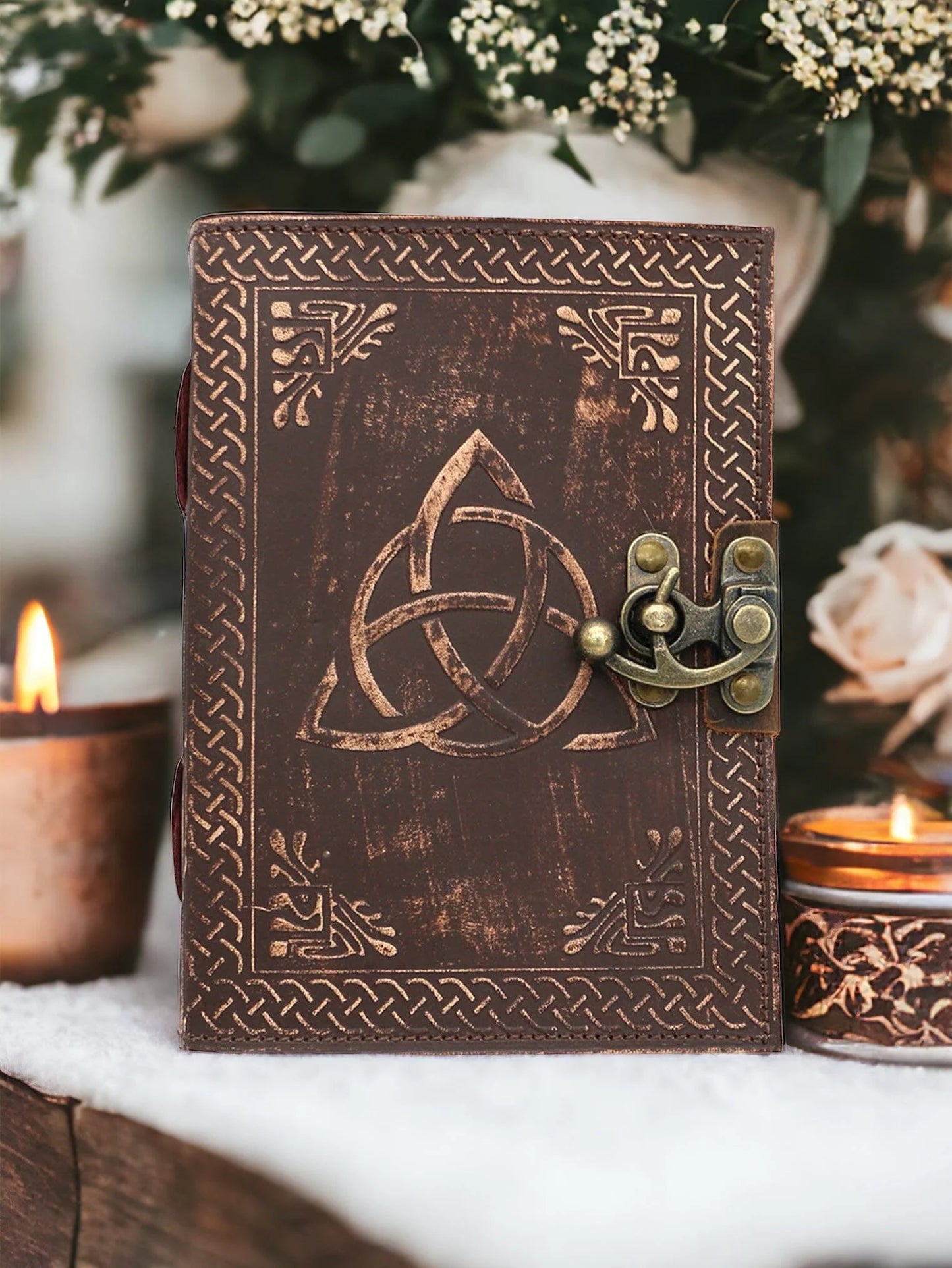Triquetra Embossed Leather Journal Grimoire