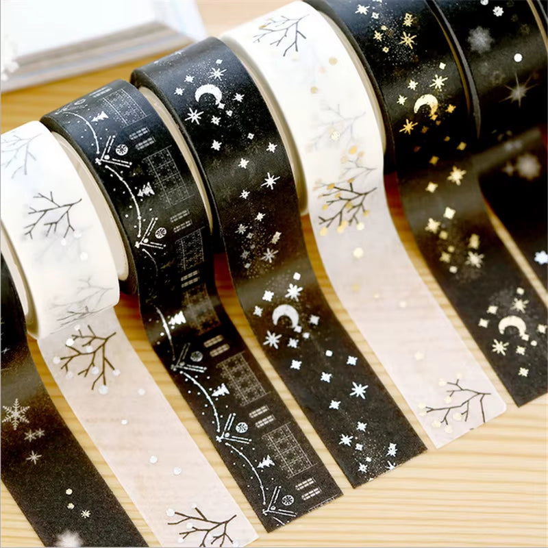 Washi Tape Gold Flowers/Stars Washi Set Planner Time Kawaii Washi Tape Lot Japanese DIY Scrapbook Fita Adesiva Papeleria