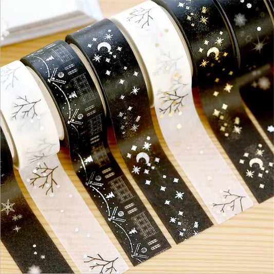 Washi Tape Gold Flowers/Stars Washi Set Planner Time Kawaii Washi Tape Lot Japanese DIY Scrapbook Fita Adesiva Papeleria
