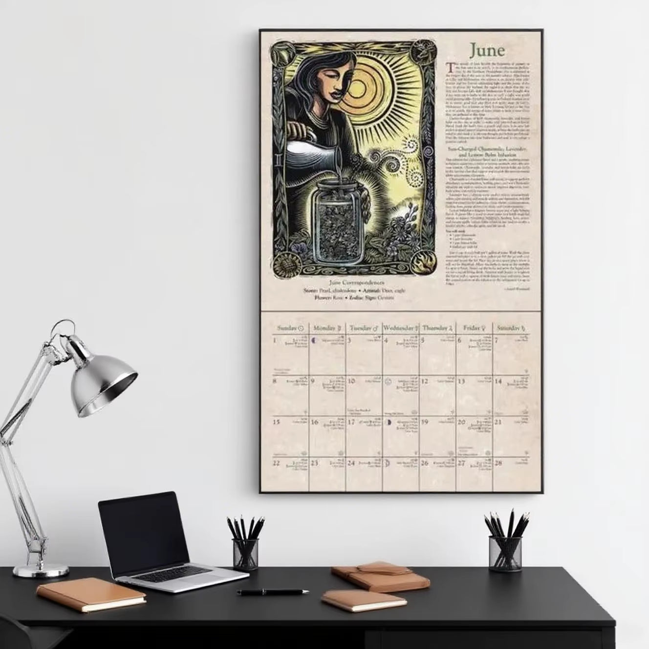 2026 Witches' Calendar - - Almanacs & Datebooks Calendar Hanging Creativepersonality Paper Witch Art Wall Calendar
