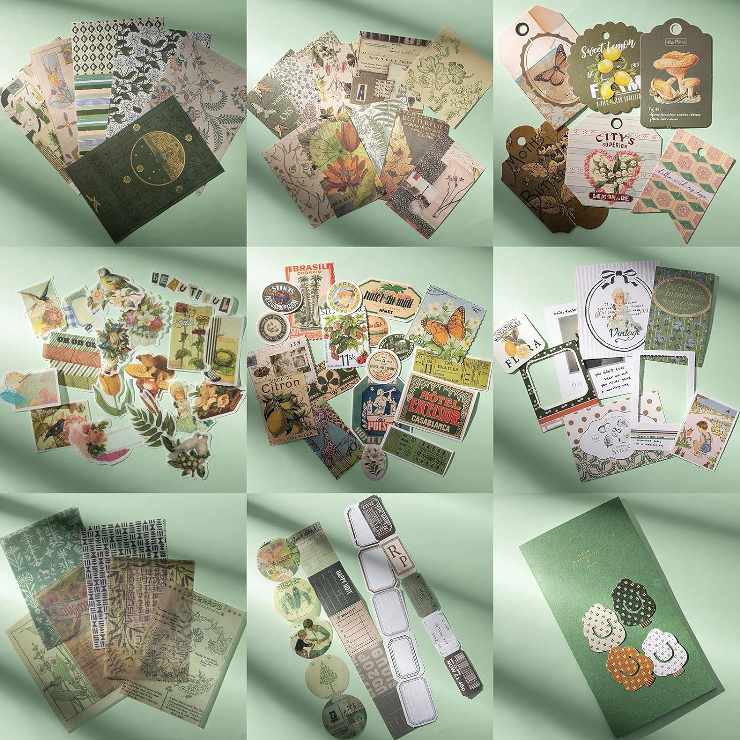 Aesthetic Scrapbook Kit, Junk Journal Scrapbooking Supplies, Vintage Journaling