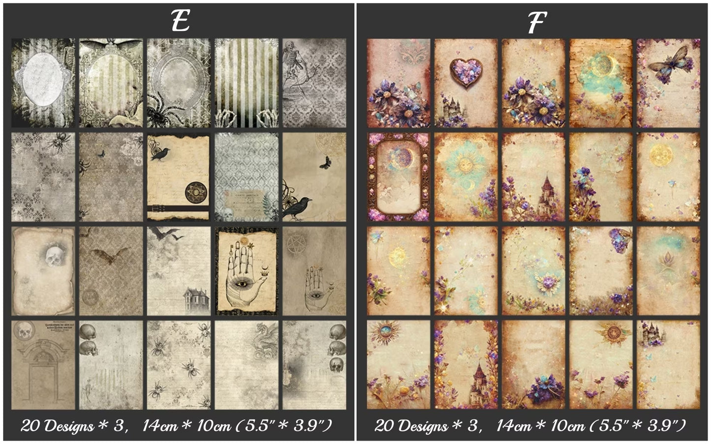 Dark Gothic Style Scrapbooking Paper, Halloween Deco Paper for Junk Journal, Card Making, Gift Wrapping Decorations, Collage, Wall Art