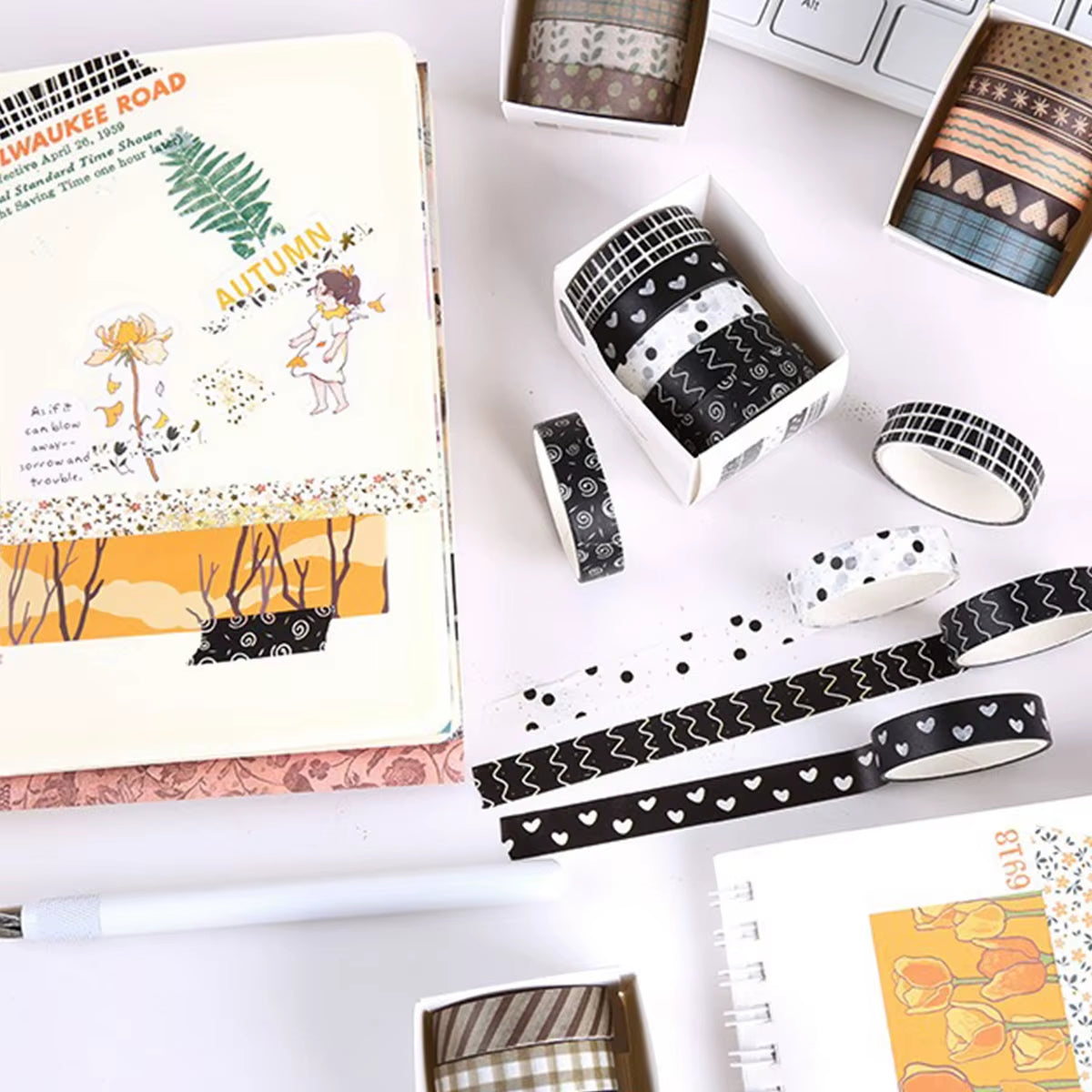 5 Rolls Forest Washi Tape Set Colorful Flowers Watercolor Plants Masking Tape Scrapbooking Adhesive DIY Journals Crafts