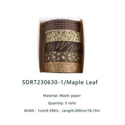 5 Rolls Forest Washi Tape Set Colorful Flowers Watercolor Plants Masking Tape Scrapbooking Adhesive DIY Journals Crafts