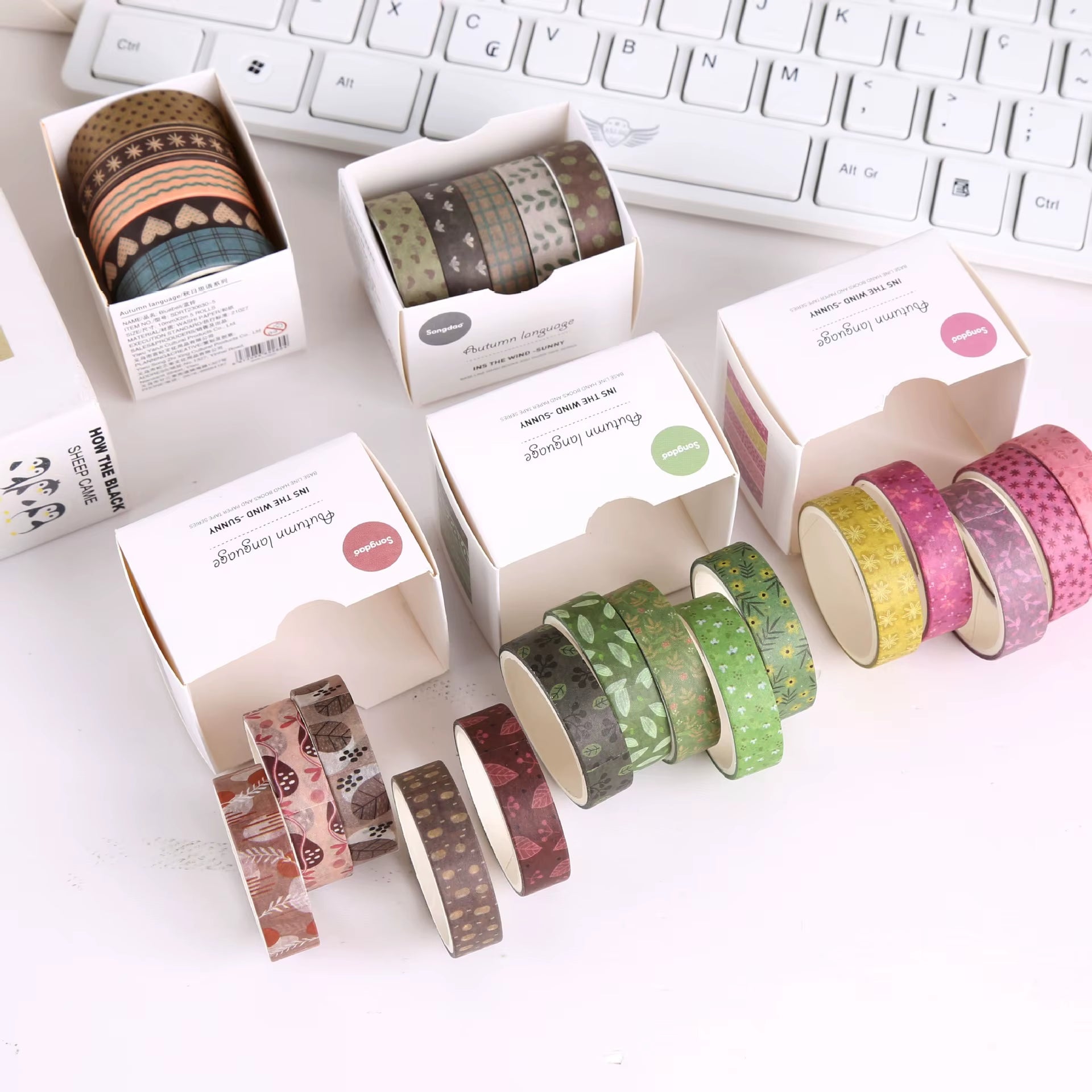 5 Rolls Forest Washi Tape Set Colorful Flowers Watercolor Plants Masking Tape Scrapbooking Adhesive DIY Journals Crafts