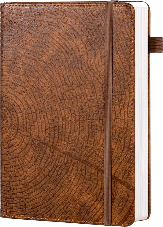 Lined Journal for Men, Tree Growth Ring Leather Bound Journal Notebook 256 Pages