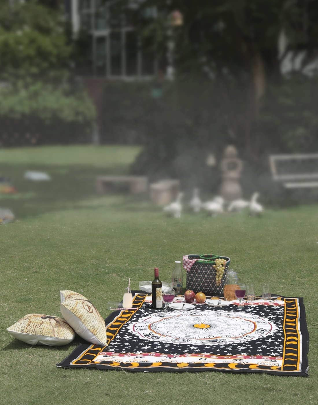 Cotton Zodiac Sun Moon Tapestry Celestial Black and White Constellation Tapestry for Wall Hanging Decor 84X54 Inches