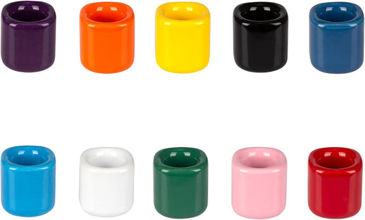 10 Pcs Assorted Colors 1/2 Inch Diameter Ceramic Chime Ritual Spell Candle Holders, Great for Casting Chimes, Meditation, Rituals, Spells, Vigil, Witchcraft, Wiccan Supplies