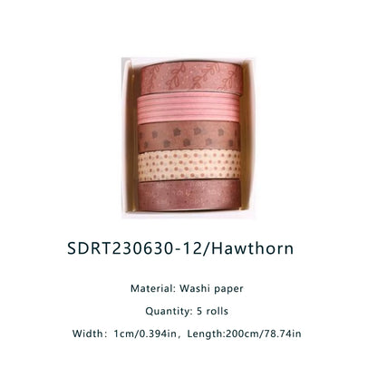 5 Rolls Forest Washi Tape Set Colorful Flowers Watercolor Plants Masking Tape Scrapbooking Adhesive DIY Journals Crafts