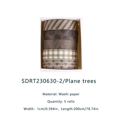 5 Rolls Forest Washi Tape Set Colorful Flowers Watercolor Plants Masking Tape Scrapbooking Adhesive DIY Journals Crafts