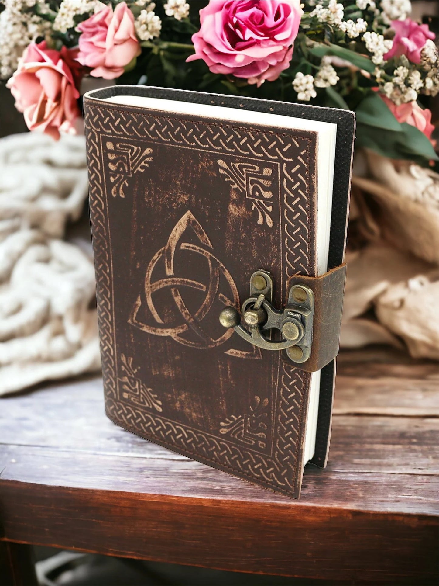 Triquetra Embossed Leather Journal Grimoire