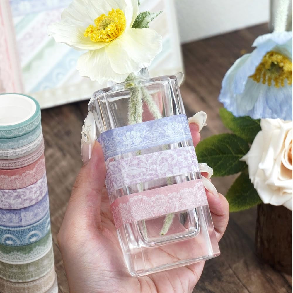 Lace Patterns Washi Tape Set 12 Rolls, Decorative Paper Sticker for Planner...
