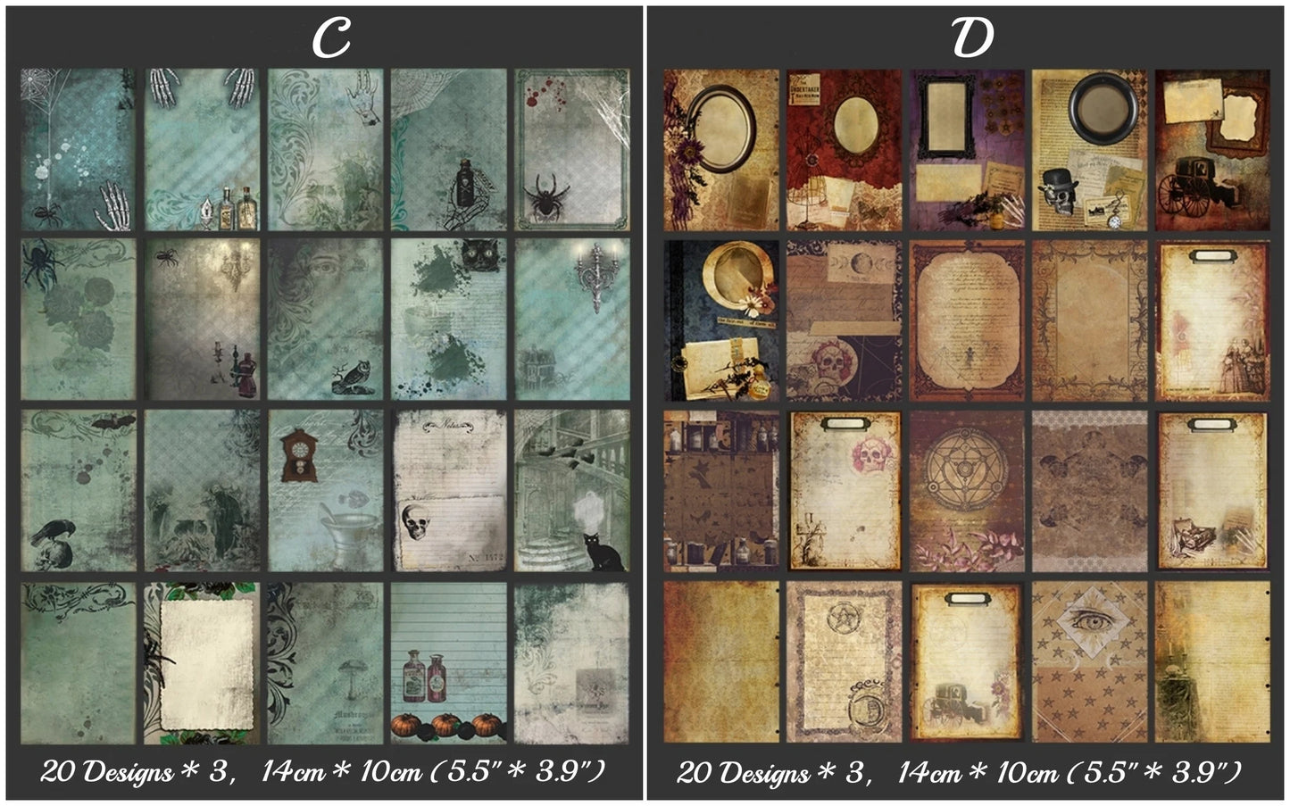 Dark Gothic Style Scrapbooking Paper, Halloween Deco Paper for Junk Journal, Card Making, Gift Wrapping Decorations, Collage, Wall Art