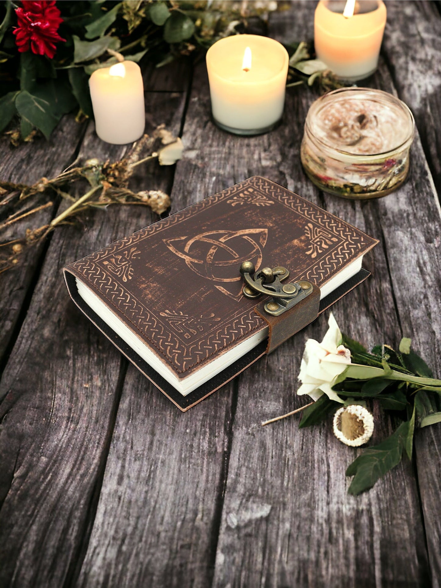 Triquetra Embossed Leather Journal Grimoire