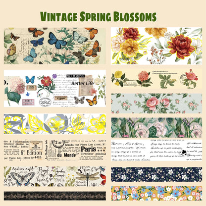Vintage Spring Blossoms - 37 Rolls Washi Tape Set