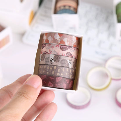 5 Rolls Forest Washi Tape Set Colorful Flowers Watercolor Plants Masking Tape Scrapbooking Adhesive DIY Journals Crafts