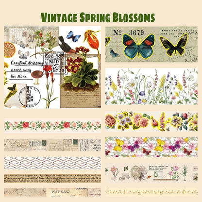 Vintage Spring Blossoms - 37 Rolls Washi Tape Set