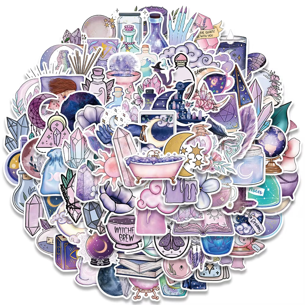 100PCS Boho Witchy Magic Moon Gothic Apothecary Tarot Witch Astrology Sticker Laptop Scrapbook Phone Graffiti Kids Sticker