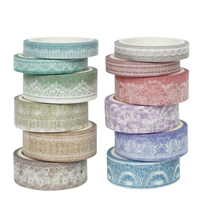 Lace Patterns Washi Tape Set 12 Rolls, Decorative Paper Sticker for Planner...
