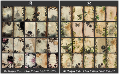 Dark Gothic Style Scrapbooking Paper, Halloween Deco Paper for Junk Journal, Card Making, Gift Wrapping Decorations, Collage, Wall Art