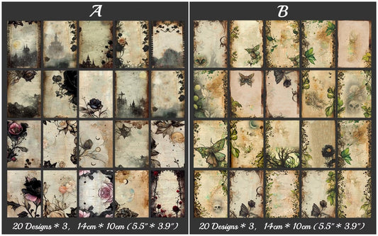 Dark Gothic Style Scrapbooking Paper, Halloween Deco Paper for Junk Journal, Card Making, Gift Wrapping Decorations, Collage, Wall Art