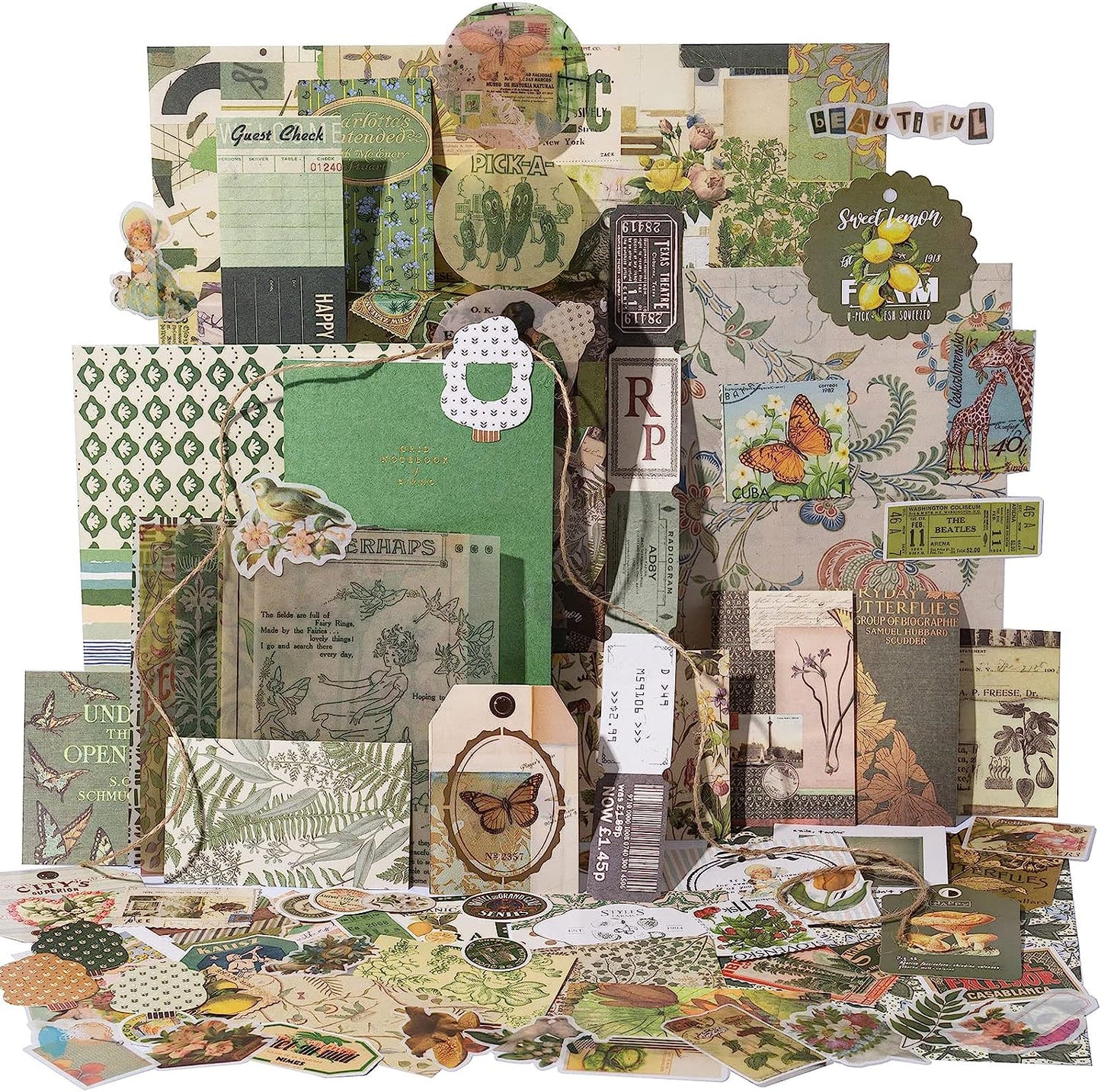 Aesthetic Scrapbook Kit, Junk Journal Scrapbooking Supplies, Vintage Journaling