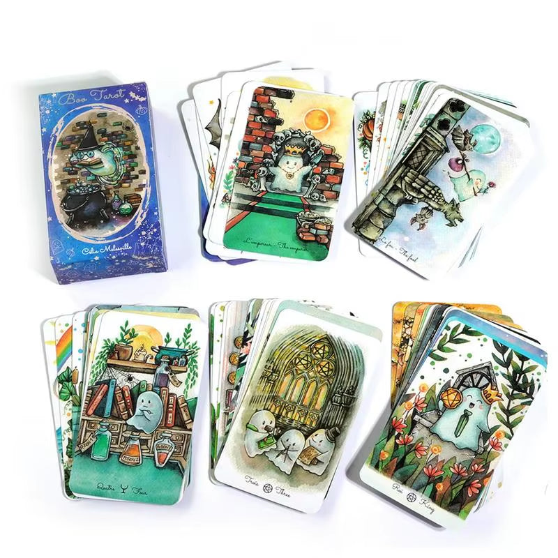 Boo Tarot by Celia Melesville 78 Cards English Fate Divination Tarot Cards for Beginner Oracle Cards Party Table Board Game