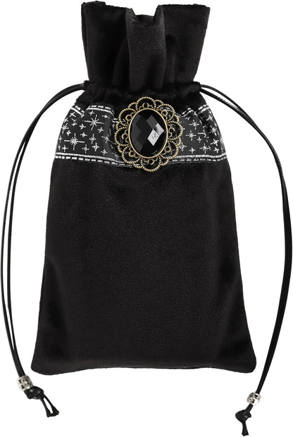 Altar Tarot Table Cloth - 25.6 X 25.6 Inch - Divination Wicca Velvet with Tarot Cards Bag Pouch (Black(Silver Lace))