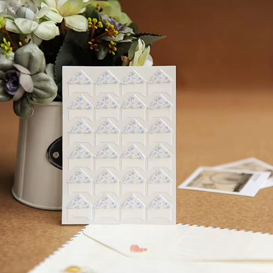 24 Pcs/Lot DIY Floral Print Corner Paper Stickers for Photo Albums Handwork Frame Decoration Scrapbooking Wholesale 8 Colors