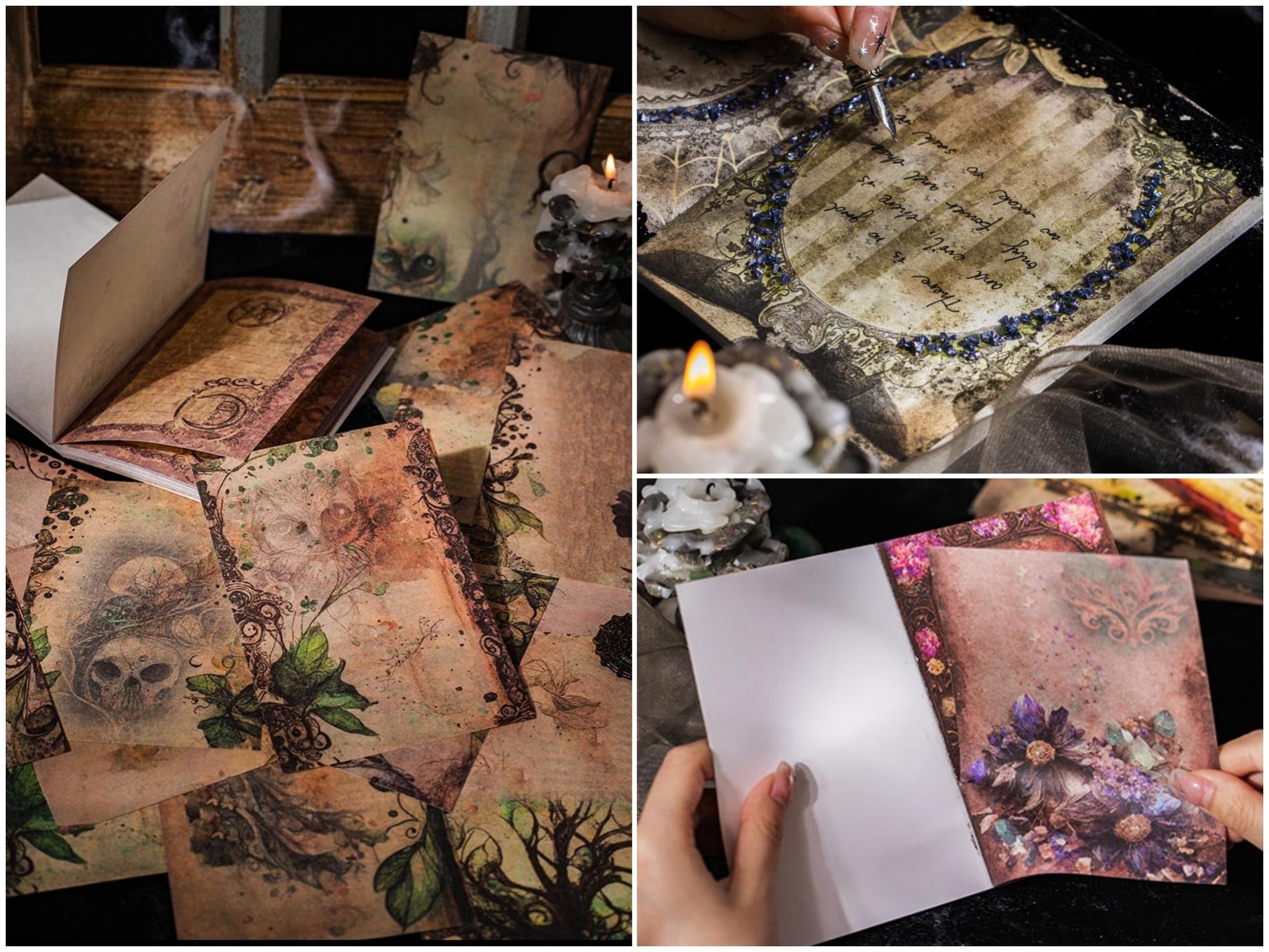 Dark Gothic Style Scrapbooking Paper, Halloween Deco Paper for Junk Journal, Card Making, Gift Wrapping Decorations, Collage, Wall Art