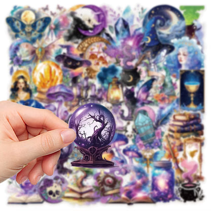 50Pcs/Pack PET Witch Moon Sticker Magic World Witch Stickers DIY Craft Scrapbooking Album Junk Journal Phone Decorative Sticker