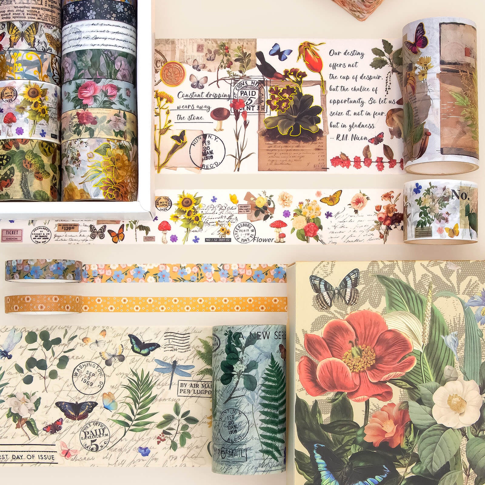 Vintage Spring Blossoms - 37 Rolls Washi Tape Set