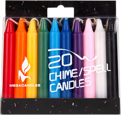 20 Pcs Unscented Assorted Colors Exquisite Mini Taper Spell Candles, 4 Inch Tall X 1/2 Inch Diameter, Magic Chimes, Enchantment, Casting Rituals, Witchcraft, Wiccan, Altar, Metaphysical