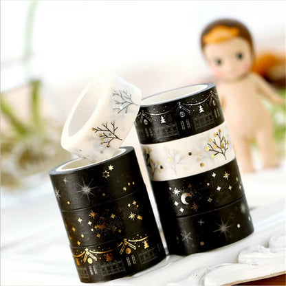 Washi Tape Gold Flowers/Stars Washi Set Planner Time Kawaii Washi Tape Lot Japanese DIY Scrapbook Fita Adesiva Papeleria