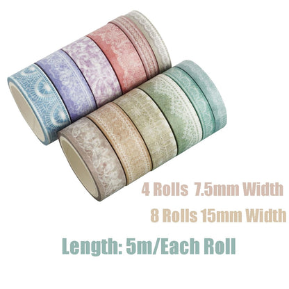 Lace Patterns Washi Tape Set 12 Rolls, Decorative Paper Sticker for Planner...